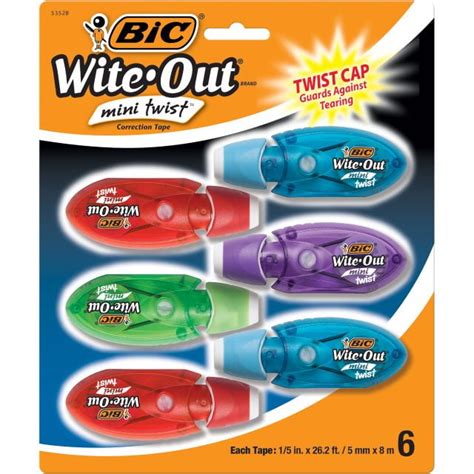 Bic Wite Out Brand Mini Twist Correction Tape White 6 Count Walmart