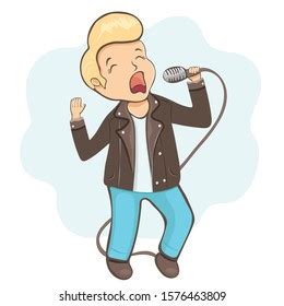 Man Singing Into Microphone Cartoon Character Stock Vector Royalty Free Shutterstock