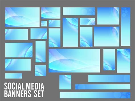 Premium Vector White Social Media Banners With Blue Waves