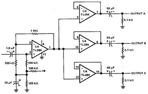 Circuit diagram pcb layout/component layout related post microtek digital this inverter circuit uses two ic ne555 and sn74ls112 and 10 2n3055 transistor with some other components. 3 Channels Audio Splitter Amplifier Circuit Diagram using TL084