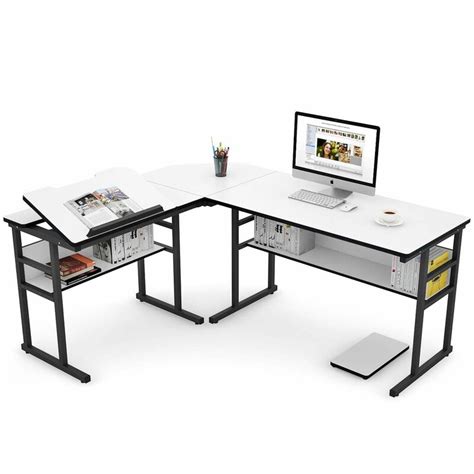 It can work as a computer desk, writing table and office workstation, which is perfect for your study room, bedroom or office. Ebern Designs Steinway L Shape Drafting Table & Reviews ...