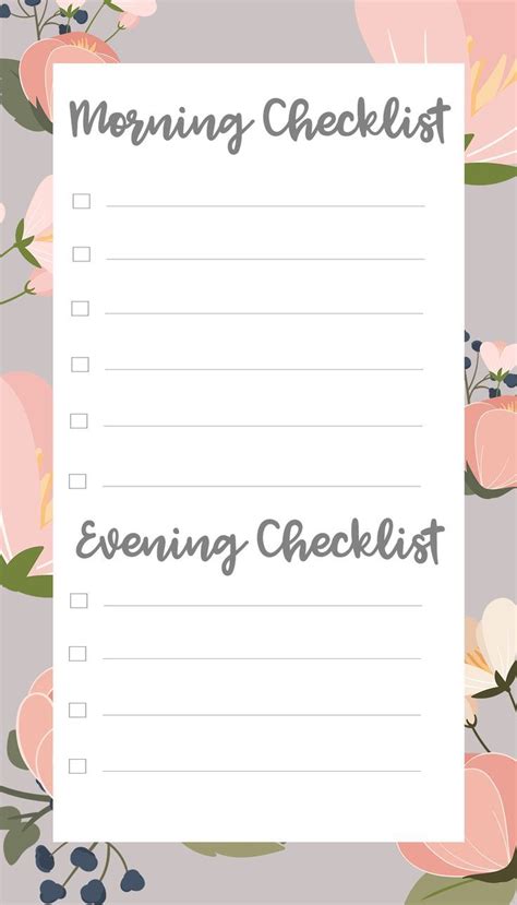 Free Printable Routine Checklists Morning Checklist