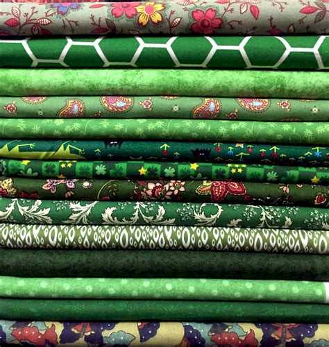 10x Fqs Assorted Green Quilting Fabric 100 Cotton Etsy