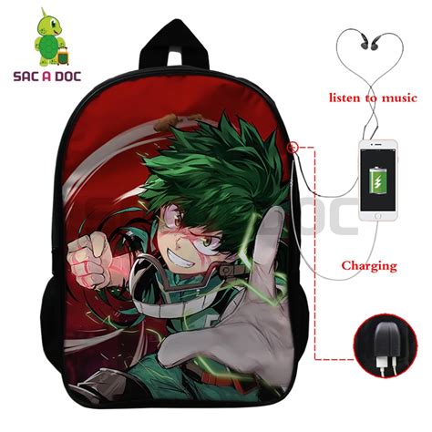 Anime My Hero Academia Multifunction Backpack Deku Shoto Bakugou School
