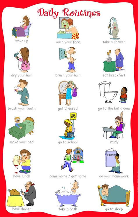 This section consists of variety of vocabulary lesson plans and vocabulary worksheets with basic learning for kids such as names of fruits. Basic English Vocabulary ~Daily Routines~ … | Kids english ...