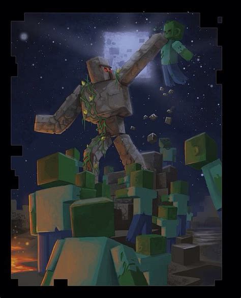 Iron Golem Doing Work Minecraft Art Minecraft Anime Minecraft Posters