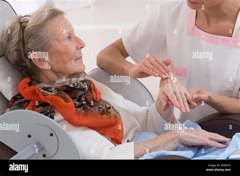 Hand Care Elderly Person Stock Photo Alamy