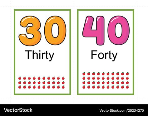 Printable Number Flashcards For Teaching Number Vector Image