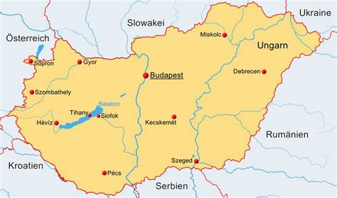 Karte von ungarn mit der hauptstadt budapest. Ungarn - ReiseService VOGT