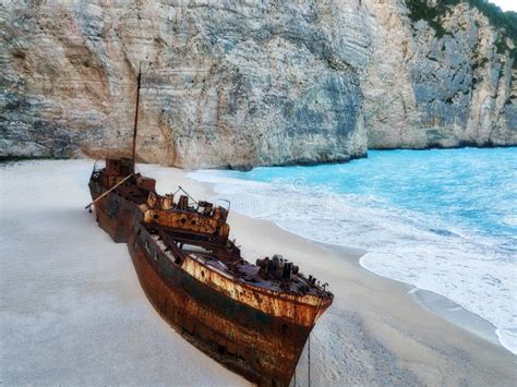Zakynthos Shipwreck Beach From The Cliffs In Greece Taken In Spring