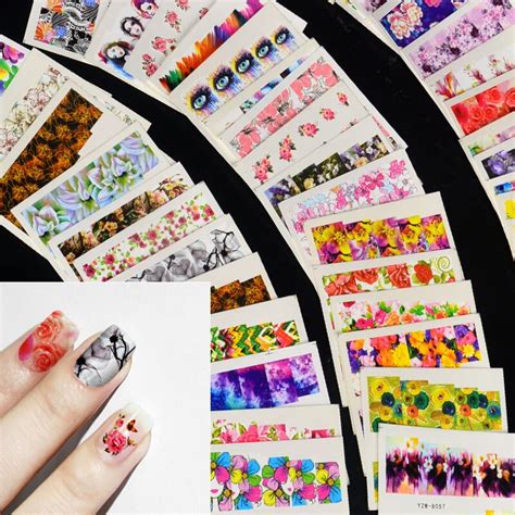 54pcs Mixed 54 Designs Flower Nail Art Full Wraps Nail Foils Nail