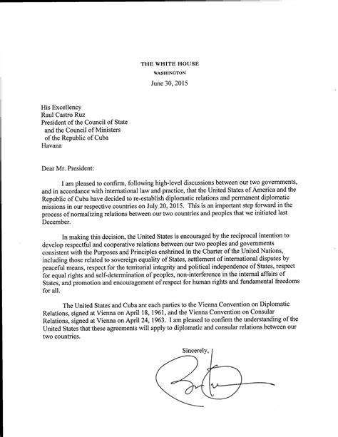 Correct salutation/closing (actual letter)dear mr./madam president:respectfully,correct way there is no specific format you need to follow to write a personal letter. Read Obama and Castro's historic letters reestablishing ...