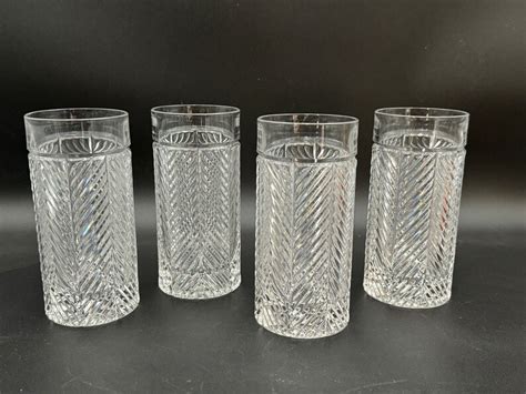 Set Of 4 Ralph Lauren Crystal Herringbone Highball Tumbler Glasses Very Nice 6 1 4 H Etsy