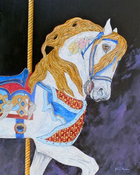Carousel Horse Still Life Painting Carousel Print Black Etsy