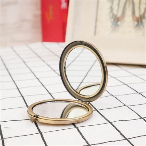 Portable Folding Mirror Mini Compact Stainless Steel Metal Makeup Cosmetic Pocket Mirror For