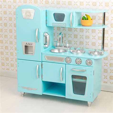 All Play Kitchens Blue Vintage Wooden Play Kitchen For Kids With