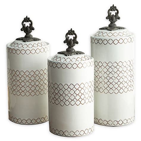 American Atelier 3 Piece Canister Set In White Bed Bath And Beyond