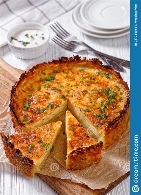 Bacon And Cheese Quiche With Hash Brown Crust Stock Photo Image Of