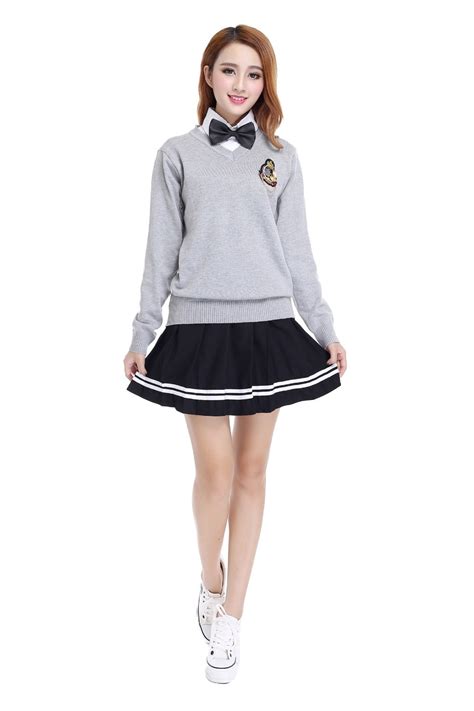 Sweety Girl Student Uniforms Winter Autumn School Uniforms Grey Sweater