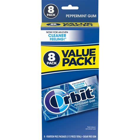 Orbit Peppermint Sugarfree Chewing Gum Value Pack 8 Packs Orbit Gum