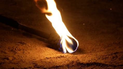 Torch With Fire In Street Fire Show At Night Stock Footage Sbv
