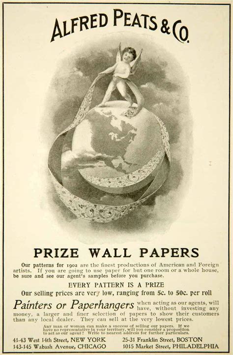 1902 Ad Alfred Peats Wallpaper Pattern Household Decor