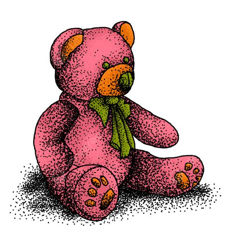 Pink Teddy Bear Png Image Pink Teddy Bear Stipple Style Pink Teddy