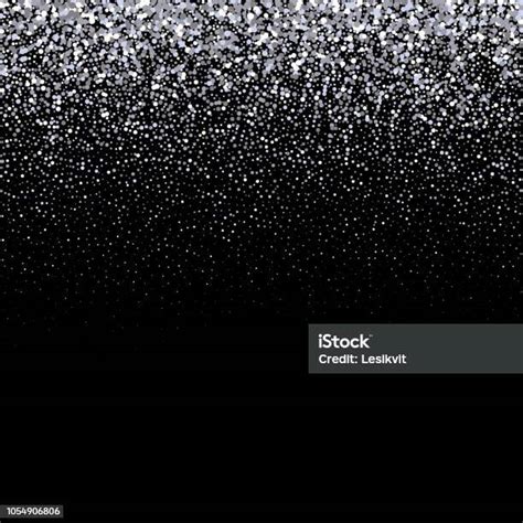 Vetores De Glitter Prata Sobre Fundo Escuro Caindo De Partículas Vector