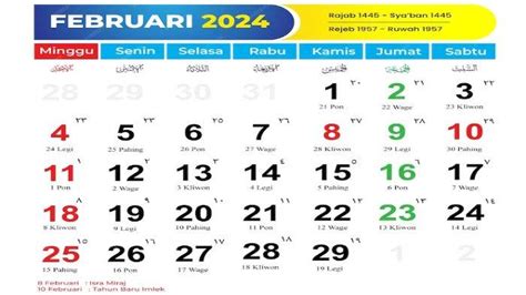 Tag Isra Miraj Kalender Februari 2024 Lengkap Dengan Hijriah Ada