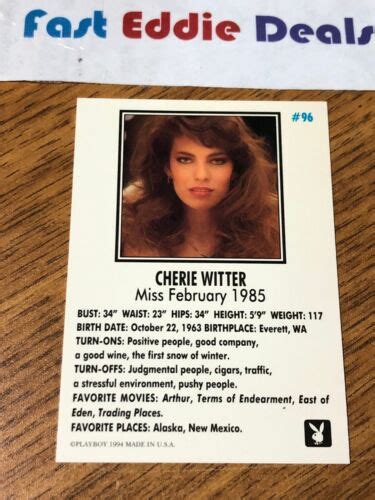 Playboy Cherie Witter Collector Card Miss February Near