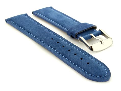Suede Genuine Leather Watch Strap Teacher Blue 22mm 01th22ba05