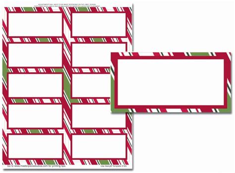 Three Red And Green Striped Christmas Labels With White Stripes On The