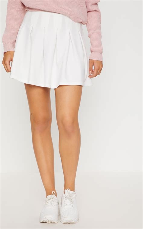 White Pleated Tennis Skirt Prettylittlething Aus