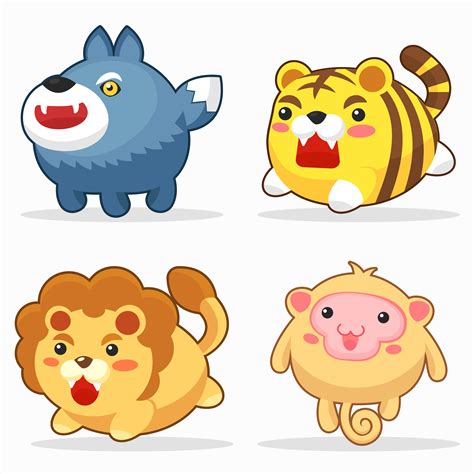 Cute Animals Funny Cartoon Character Set Download Free Vectors