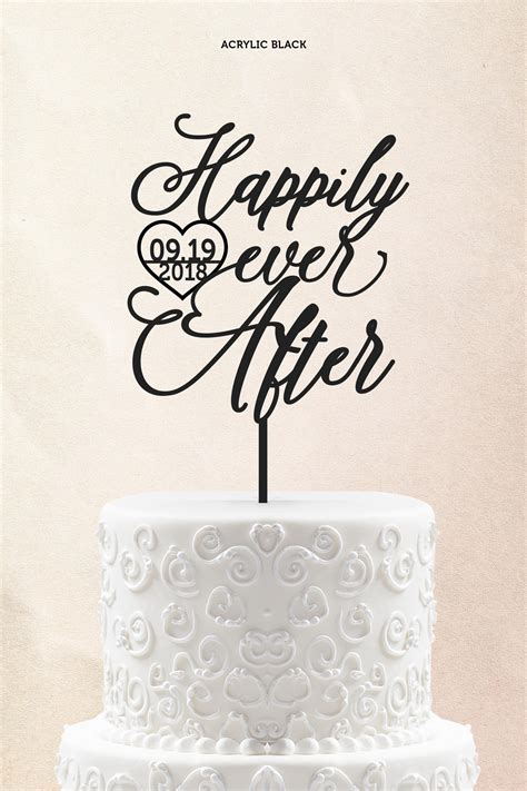 Happily Ever After Cake Topper With Date Wedding Cake Topper Etsy