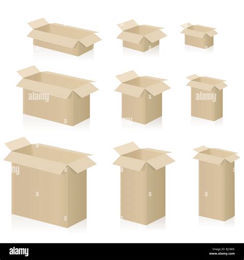 Cardboard Boxes Different Sizes Packing Cases With Open Lid