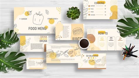 Food Menu Powerpoint Template เทมเพลต การออกแบบ Powerpoint การทำอาหาร