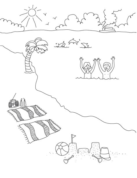 Beach Scene Coloring Pages Coloring Home