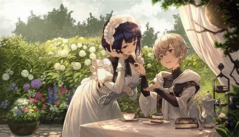 Anime Boy And Maid Cute Desert Romantic Maid Outfit Cake Anime