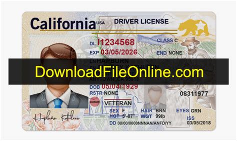 California New Front Fake Id Template Psd Free Download Editable