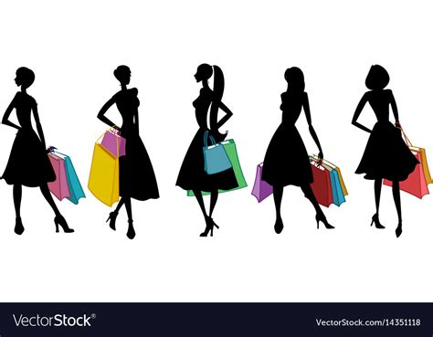 Silhouettes Women With Shopping Bags Royalty Free Vector