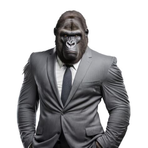 Premium Photo A Man In A Suit With A Gorilla Suit On