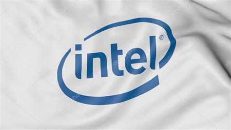 Close Up Of Waving Flag With Intel Corporation Logo 3d Rendering