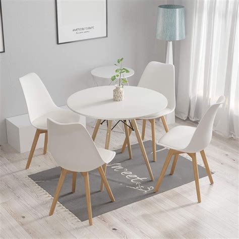 Check spelling or type a new query. 80cm Round Dining Table White And 4 Padded Tulip Chairs ...