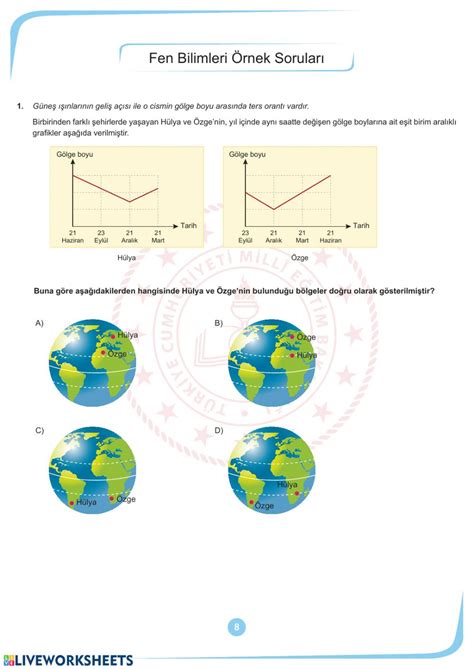 Mart Ayi Rnek Sorular Fen Bilimleri Worksheet