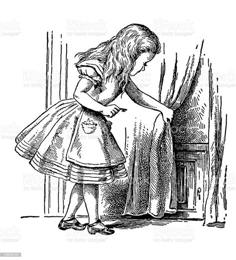 Curious Alice Alices Adventures In Wonderland Stock Illustration