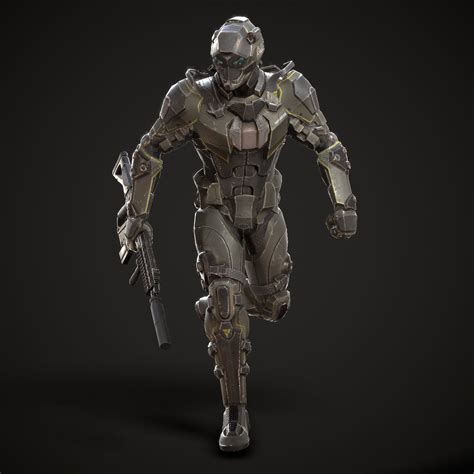 3d model scifi soldier character vr ar low poly rigged cgtrader