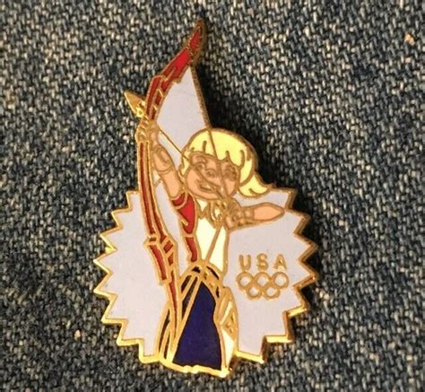 1988 Seoul Olympic Pin ~ Archery ~ Hanna Barbera~olympikids~cloisonne