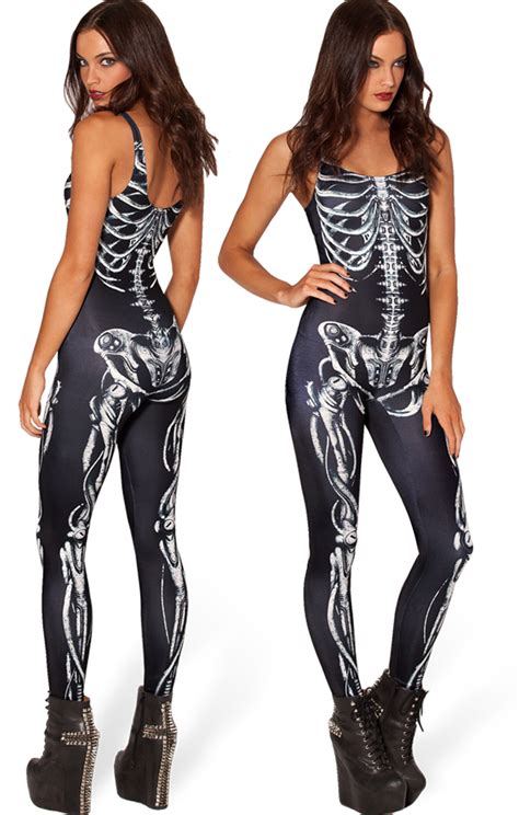 Women Skeleton Bone Punk Romper Jumpsuit Sexy Skeleton Bodysuit Fancy Dress