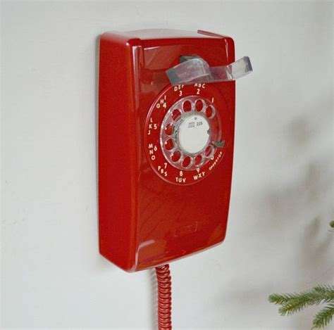 Vintage Red Rotary Phone Red Wall Telephone Retro Phone Etsy Rotary